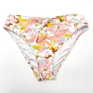 Xhilaration Floral Bikini Bottom Women XL High Waist Retro Cottage Floral Beach